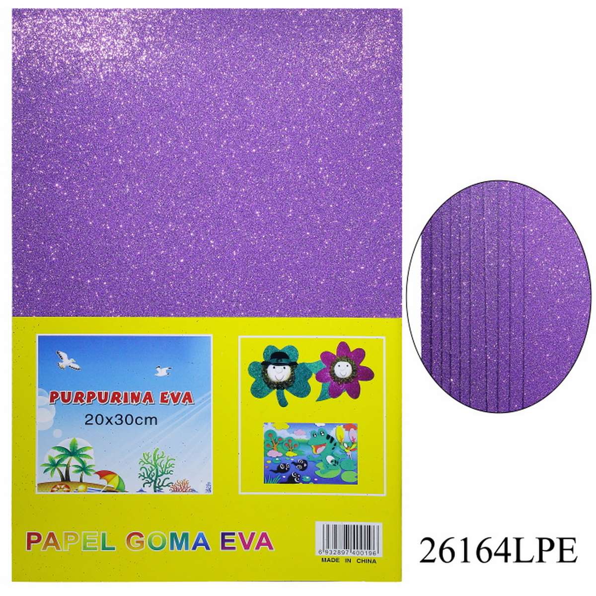 A4 Glitter Foam Sheet With Stick L Purple 26164LPE