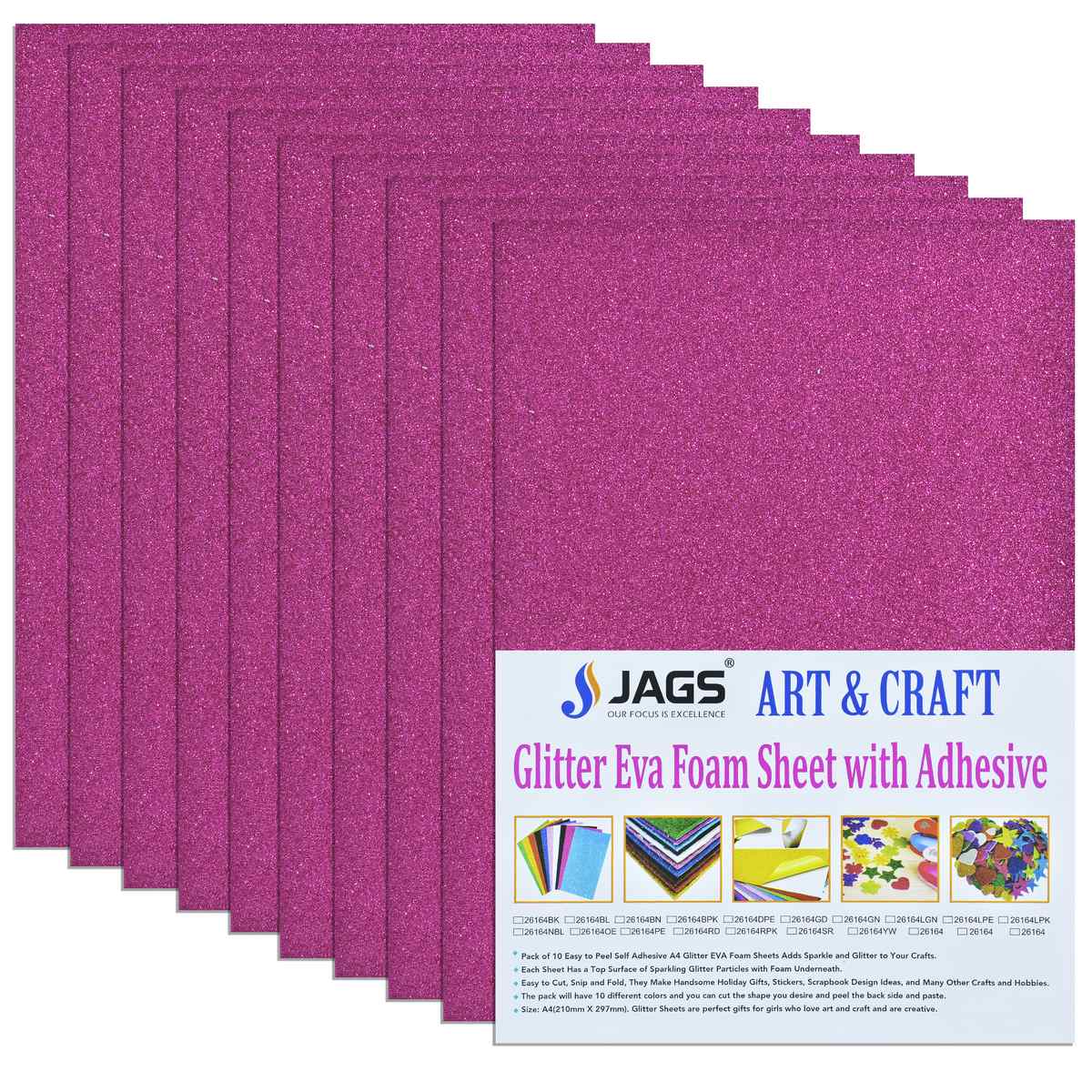 A4 Glitter Foam Sheet With Sticker R Pink 26164RPK