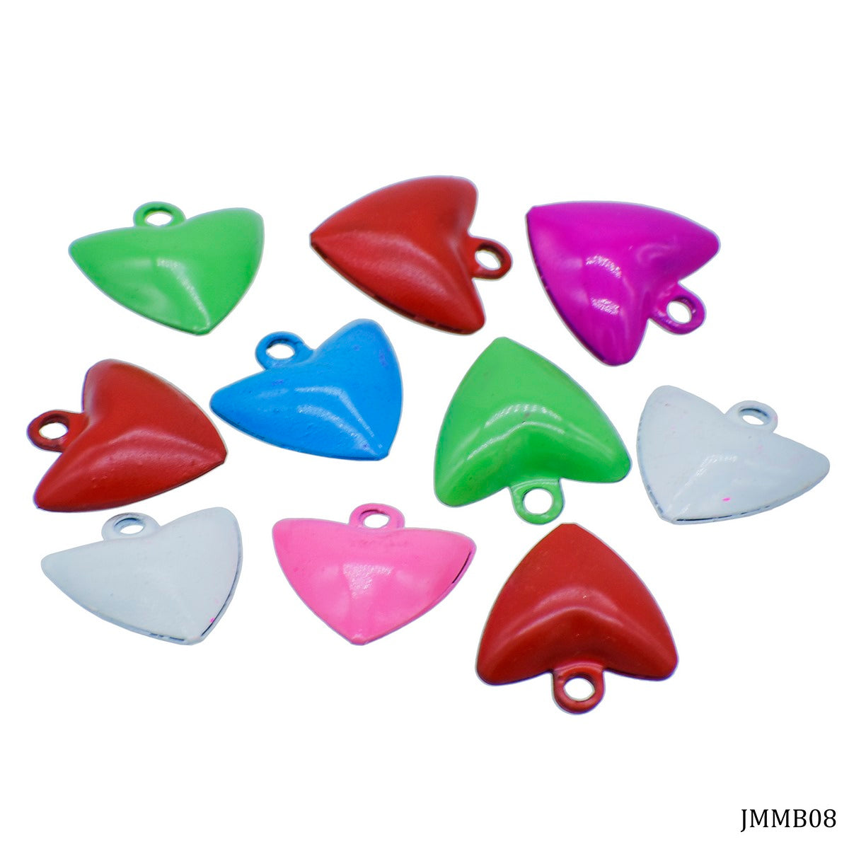 Jags Mini Metal Bells Heart Mixed Colors 16MM 10 Pcs JMMB08