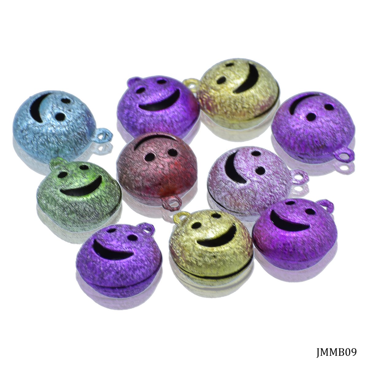 Jags Mini Metal Bells Smiley Mixed Colors 14MM 10 Pcs JMMB09