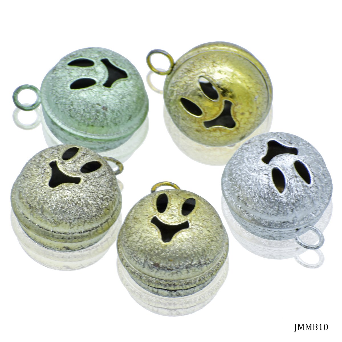 Jags Mini Metal Bells Smiley Mixed Colors 18MM 5 Pcs JMMB10