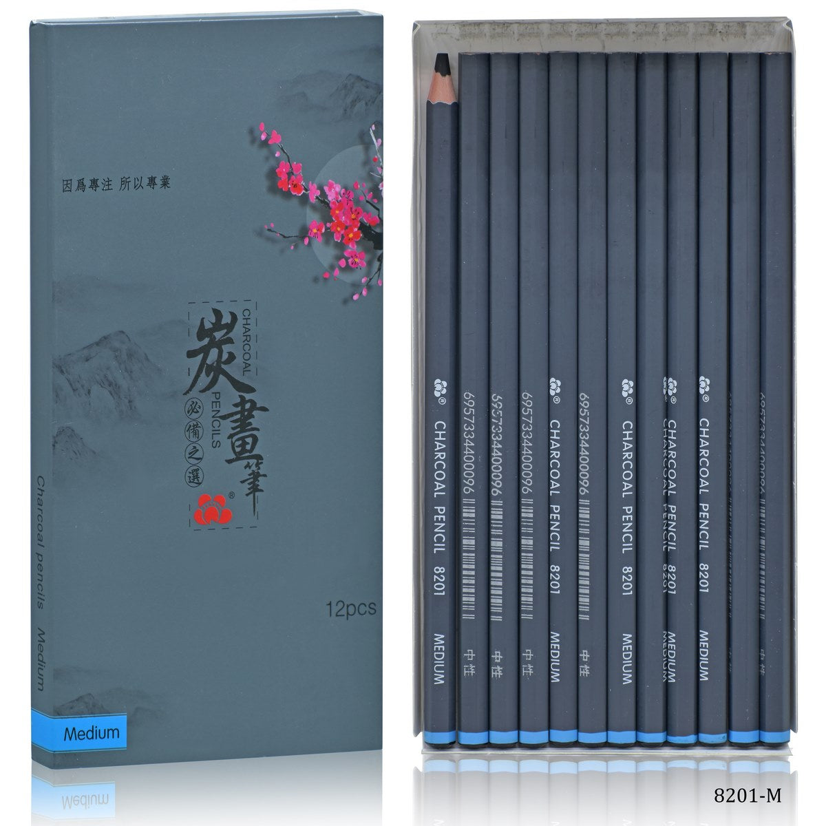 Charcoal Pencil Set Of 12 Pcs Medium 8201-M