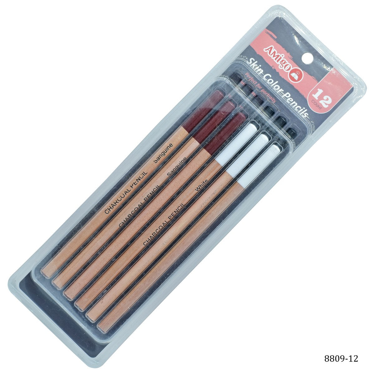 Skin Colour Pencils 12 Count Charcoal 8809-12