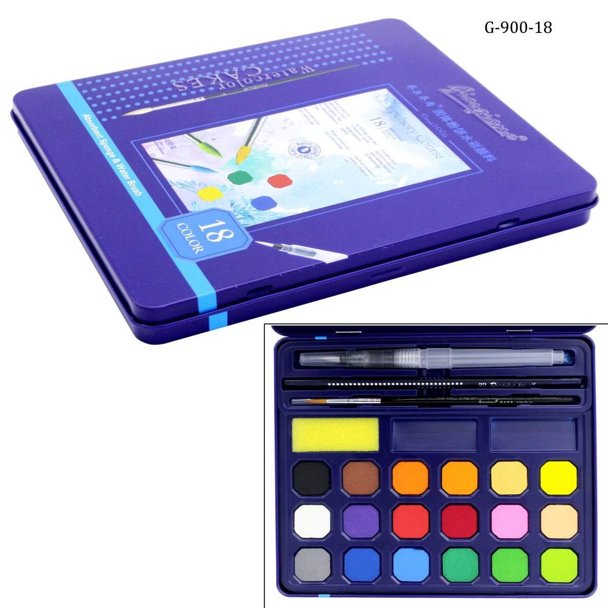 Solid Watercolor Paint Set 18 Color G-900-18