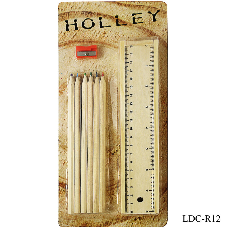 Wooden Pencil Colour 12 Pcs Set WithBox And Sharpner LDC-R12