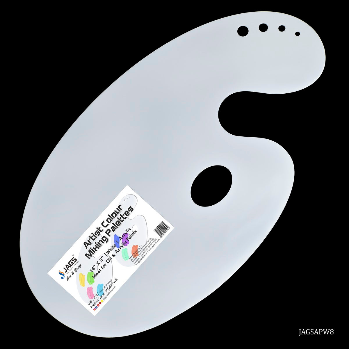 Acrylic Palette White Oval Medium 14X8 JAGSAPW8