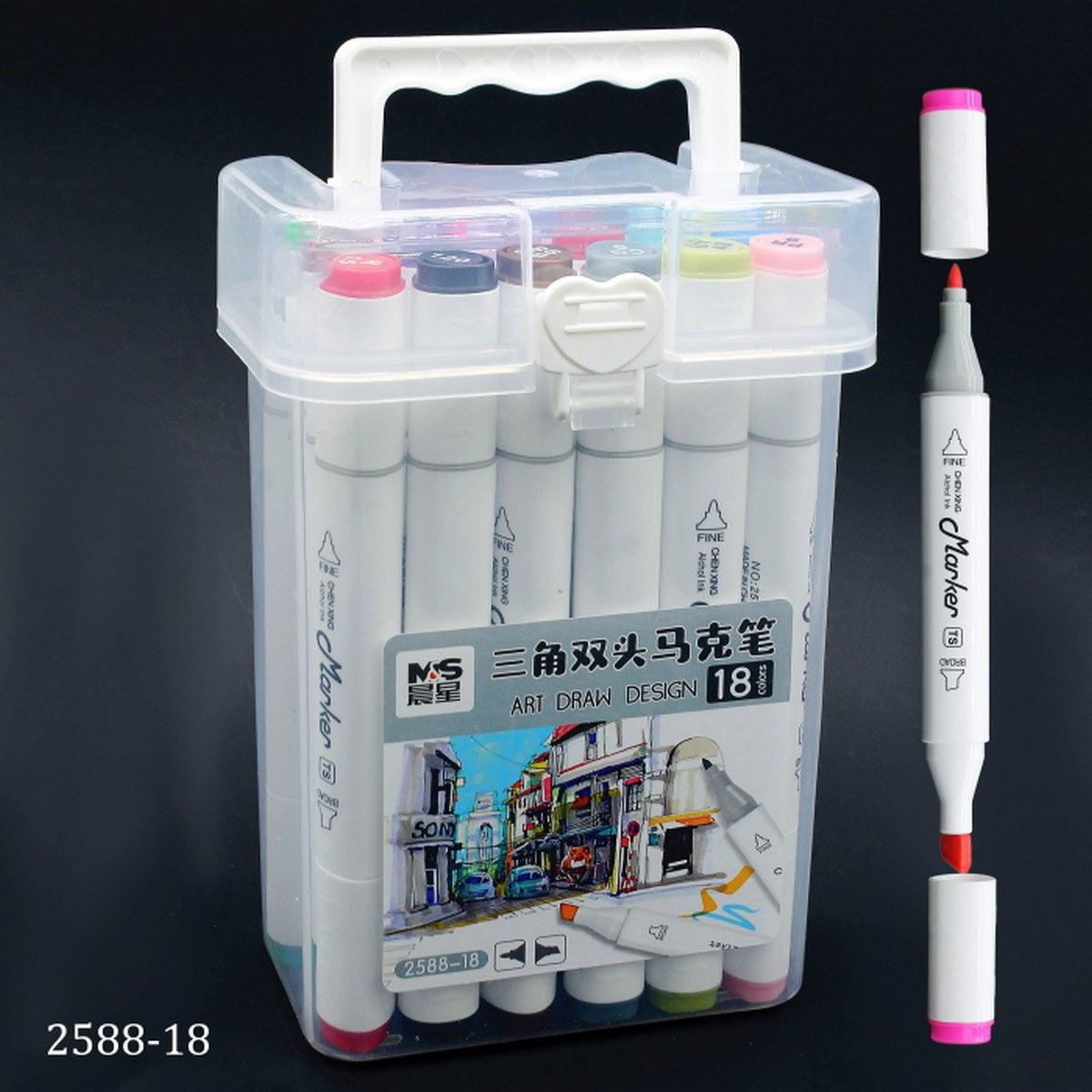 Touch Marker 2in1 Pen Set With Box 18pcs 2588-18