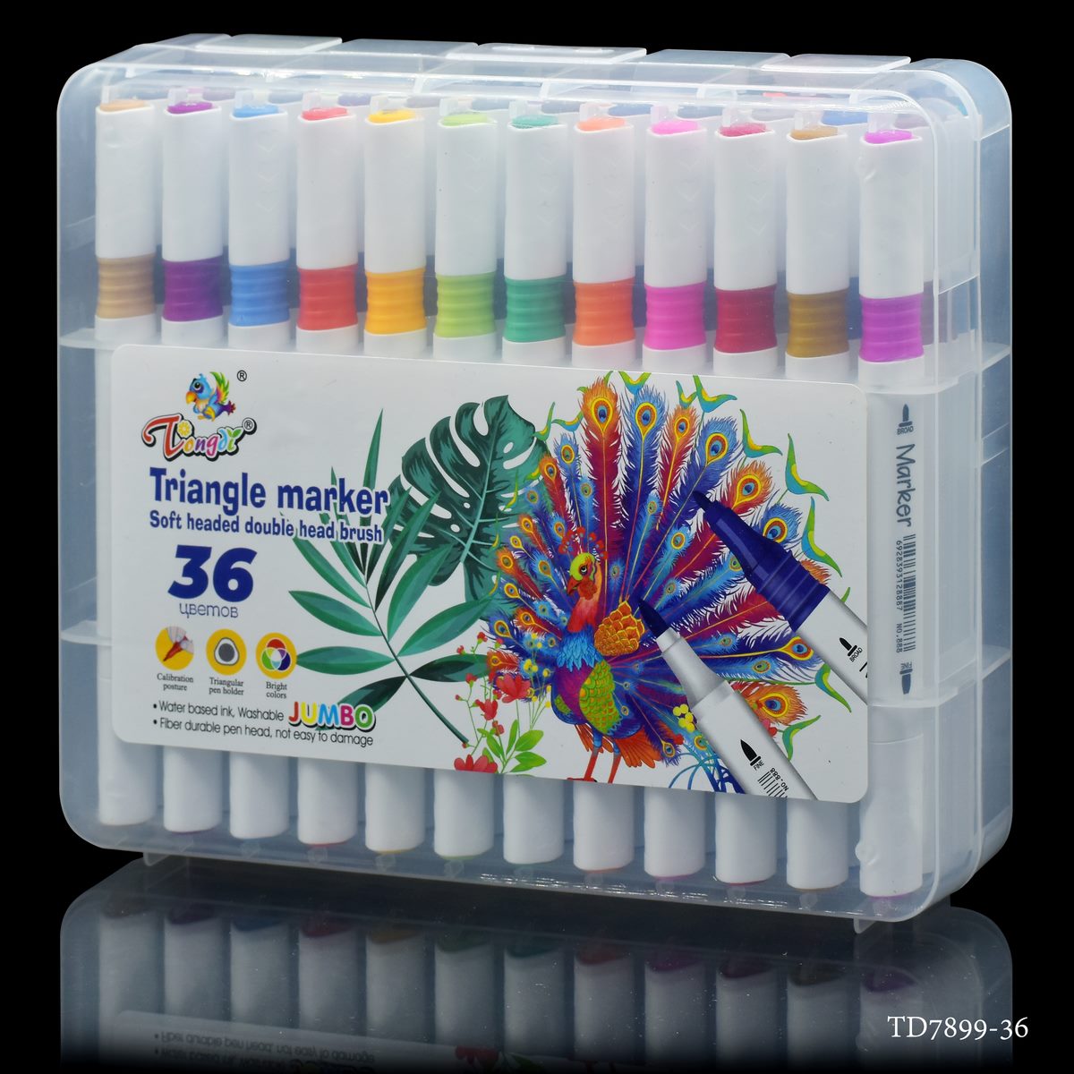 Triangle Marker Soft Headed Double Brush 36 Color TD7899-36