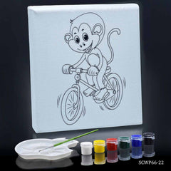 Stretched Canvas Outline Monkey With Bike 6x6 SCWP66-22