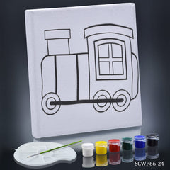 Stretched Canvas Outline Train Engine 6x6 SCWP66-24