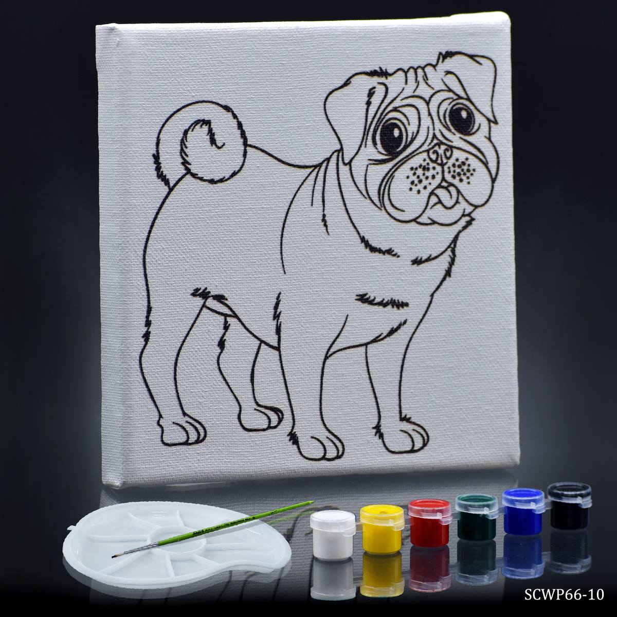 Stretched Canvas With Print Pug 6x6 SCWP66-10