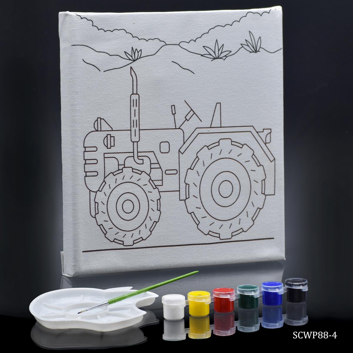 Stretched Canvas With Print Tractor 8x8 SCWP88-4