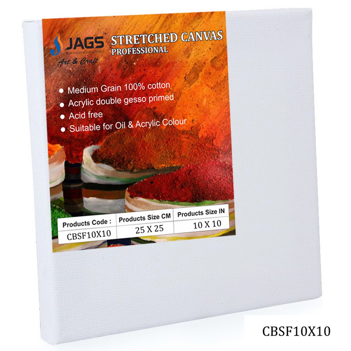 Canvas Board Stretched Frame 10X10inch CBSF10X10