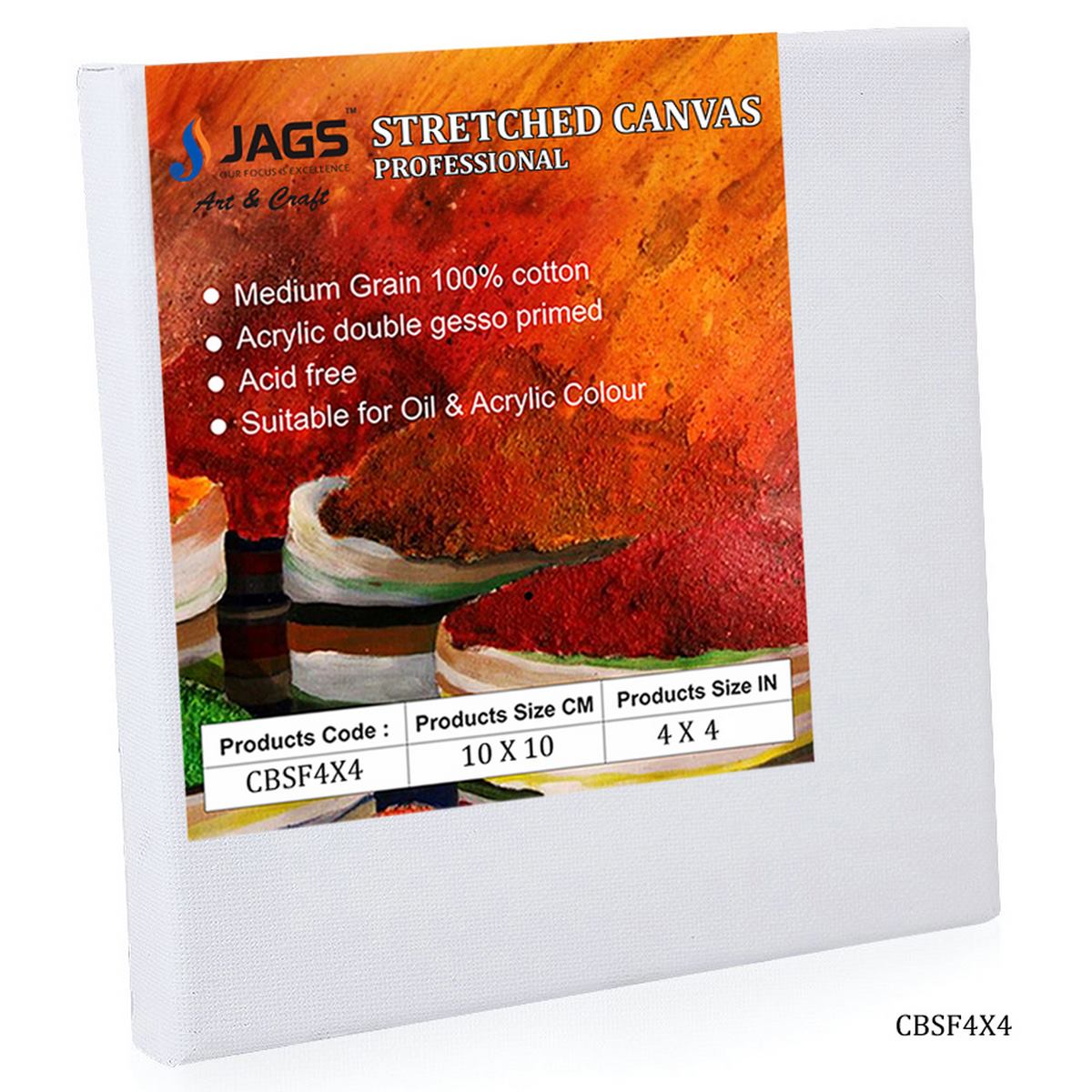 Canvas Board Stretched Frame 4X4inch CBSF4X4