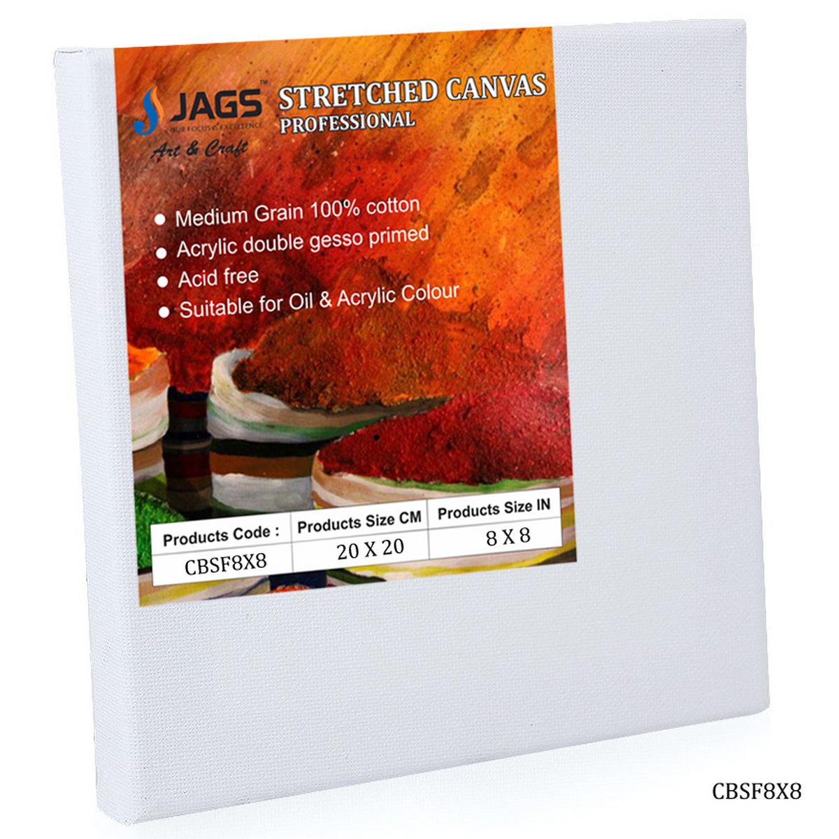Canvas Board Stretched Frame 8X8inch CBSF8X8