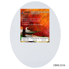 Canvas Board Stretched Frame Oval 12X16 Inch CBOL1216