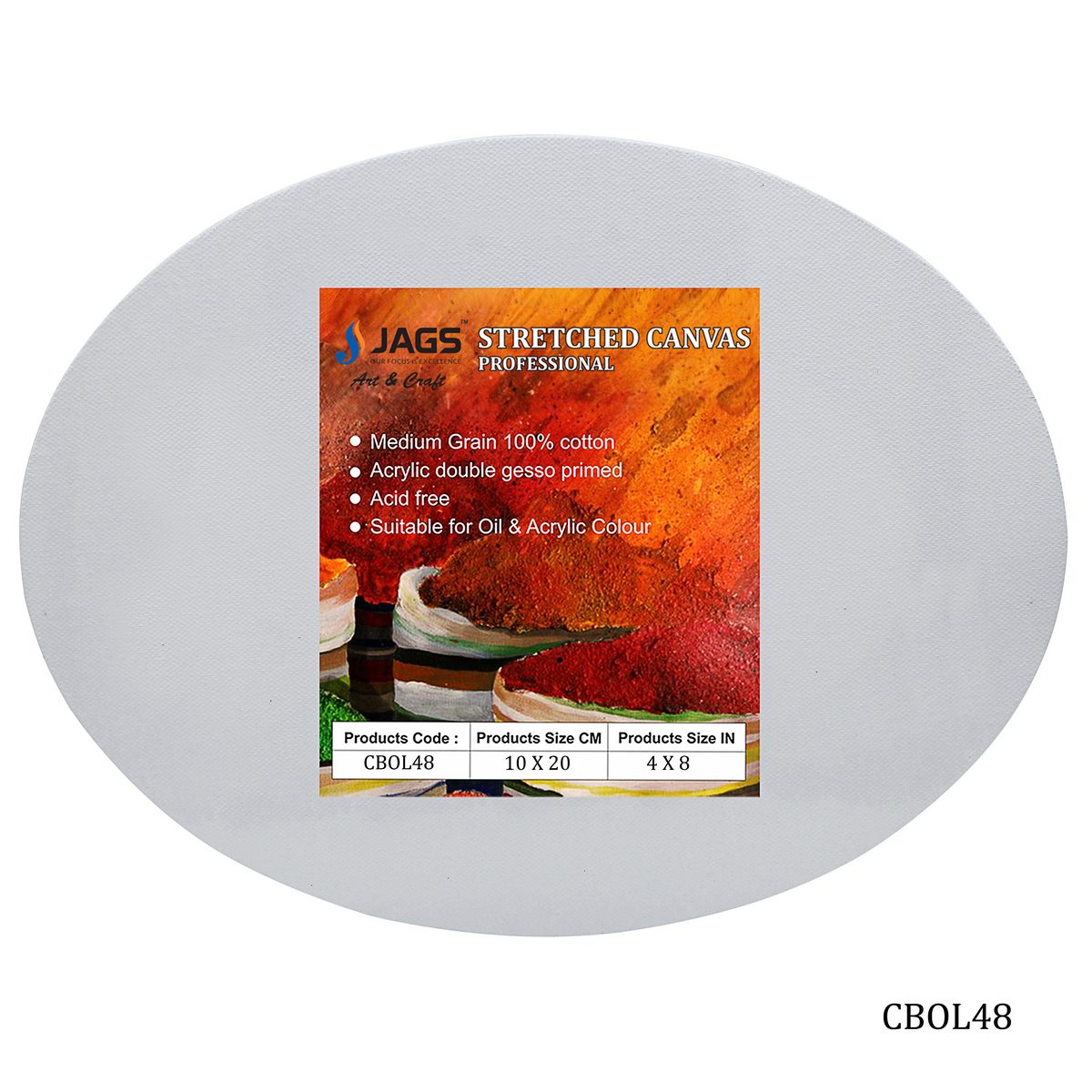 Canvas Board Stretched Frame Oval 4X8 Inch CBOL48