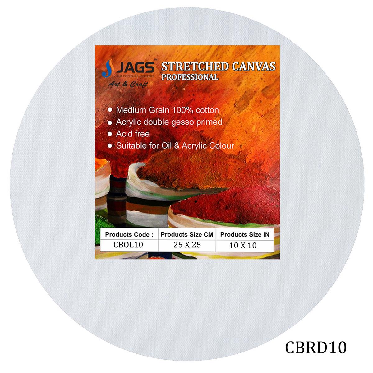 Canvas Board Stretched Frame Round 10Inch CBRD10