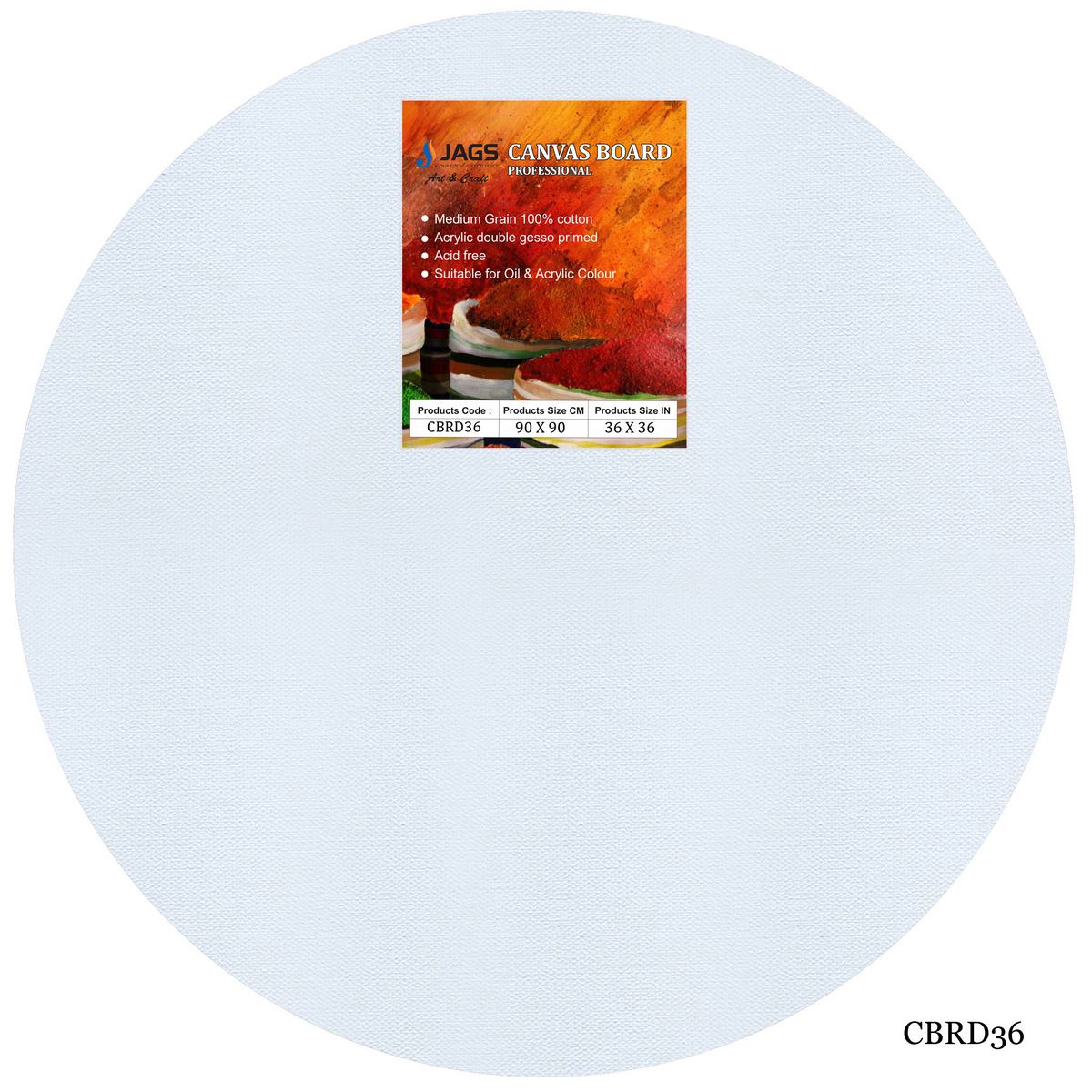 Canvas Board Stretched Frame Round 36Inch CBRD36