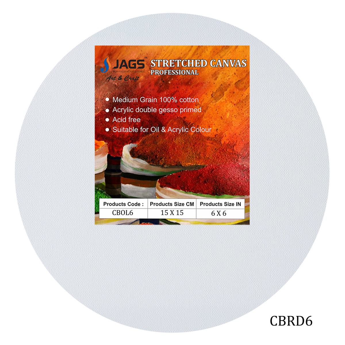 Canvas Board Stretched Frame Round 6Inch CBRD6