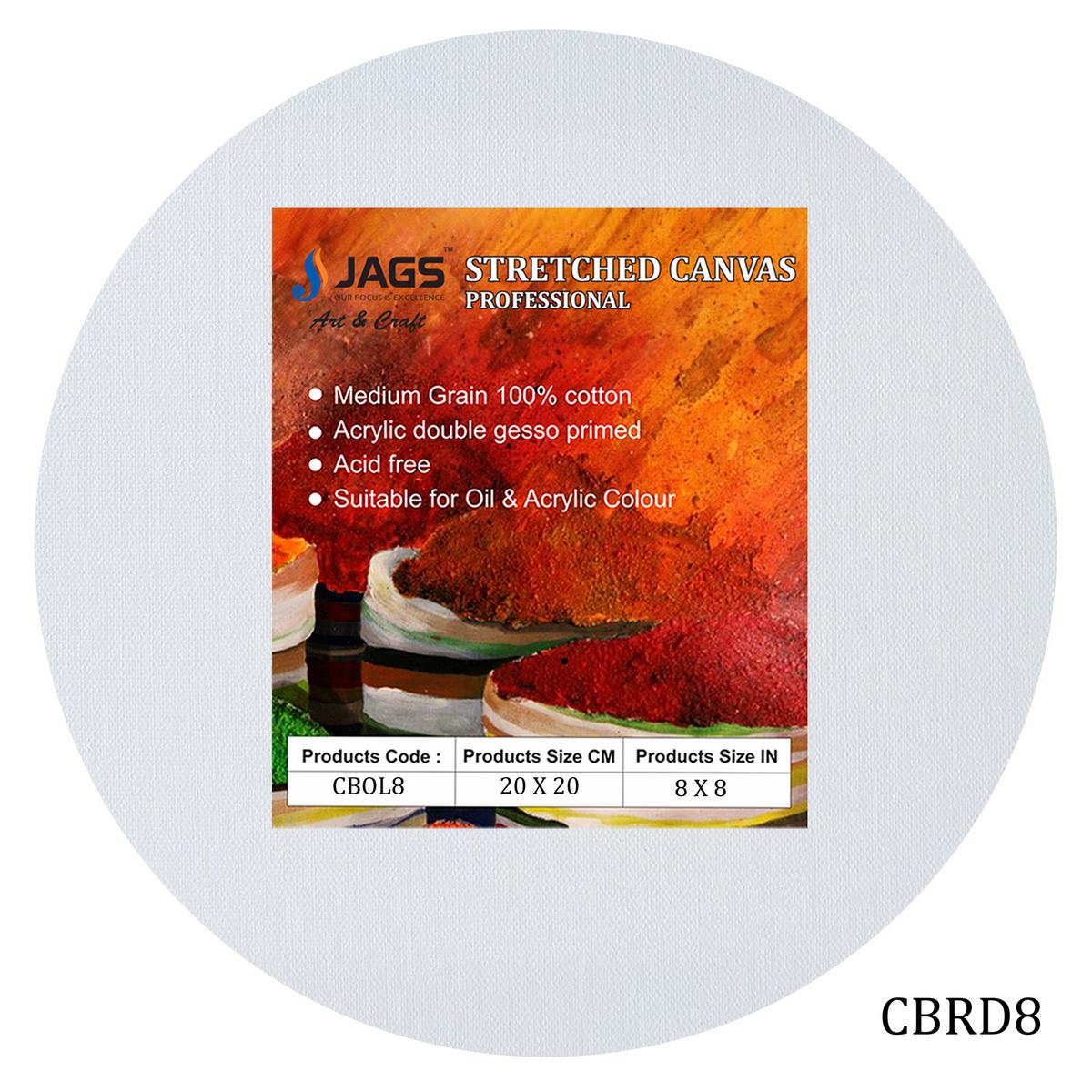 Canvas Board Stretched Frame Round 8Inch CBRD8