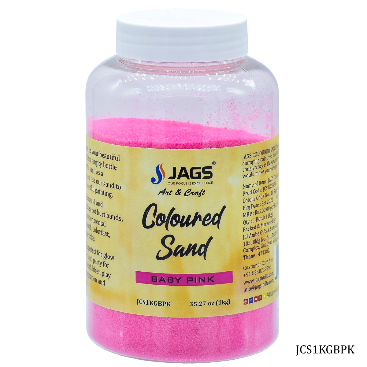 Jags Coloured Sand 1Kg Baby Pink No 18 JCS1KGBPK