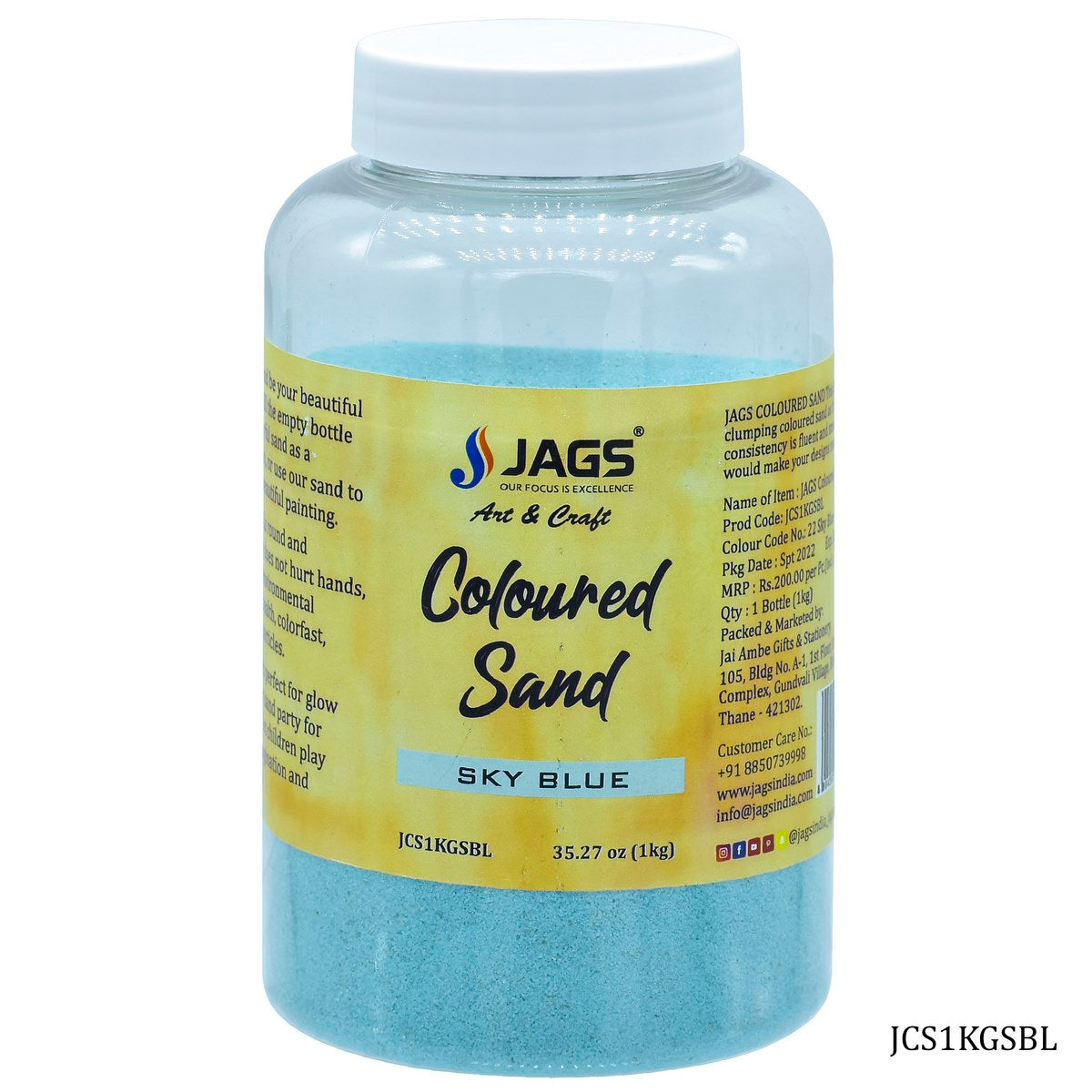 Jags Coloured Sand 1Kg Sky Blue No 22 JCS1KGSBL