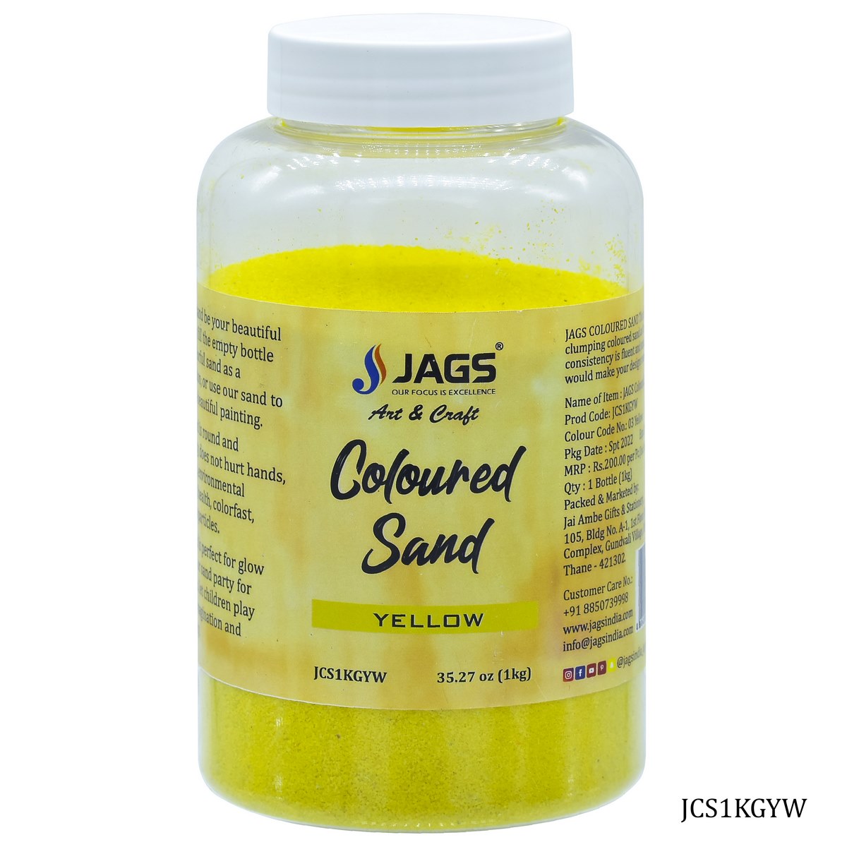 Jags Coloured Sand 1Kg Yellow No 03 JCS1KGYW