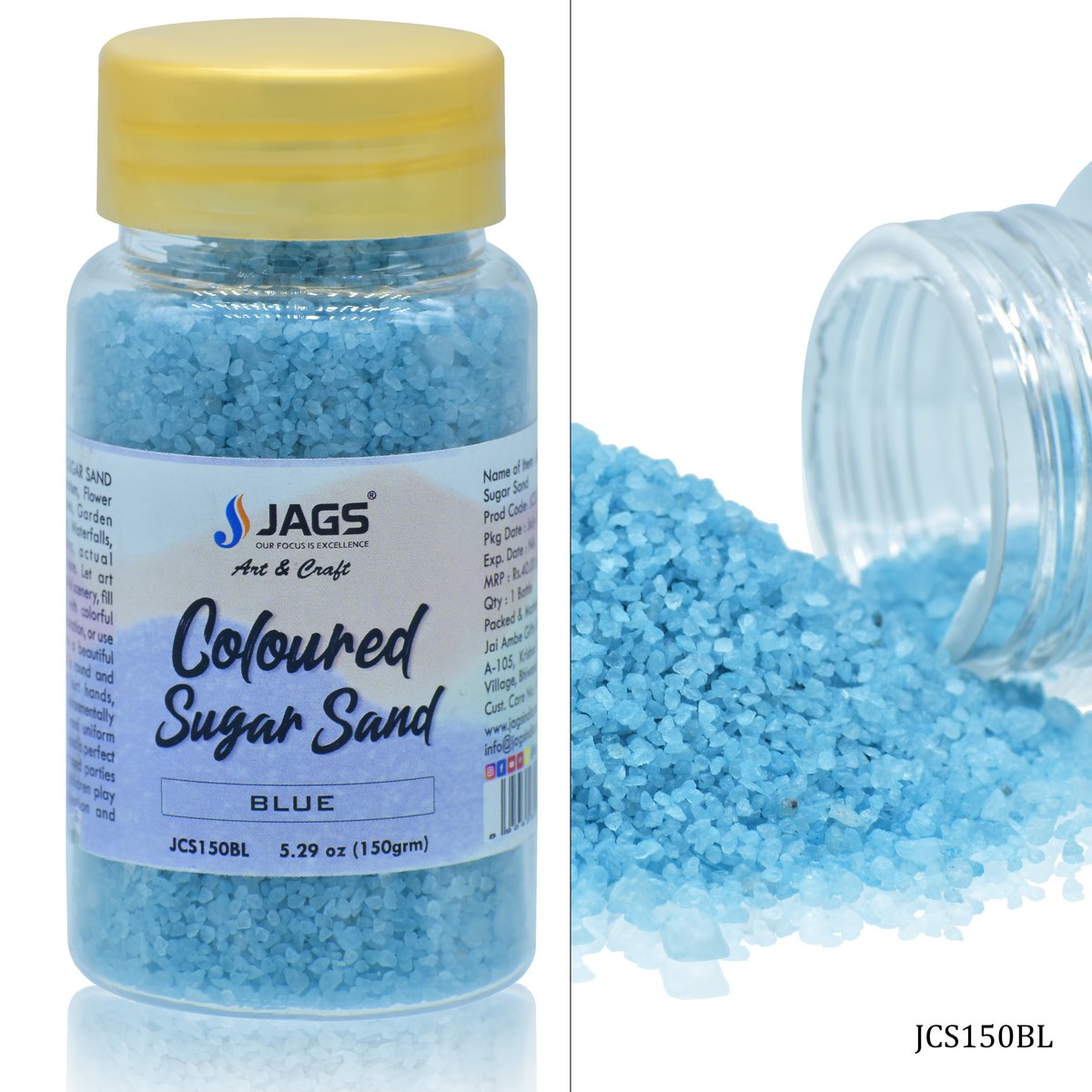 Jags Coloured Sugar Sand 150Gms Blue JCS150BL