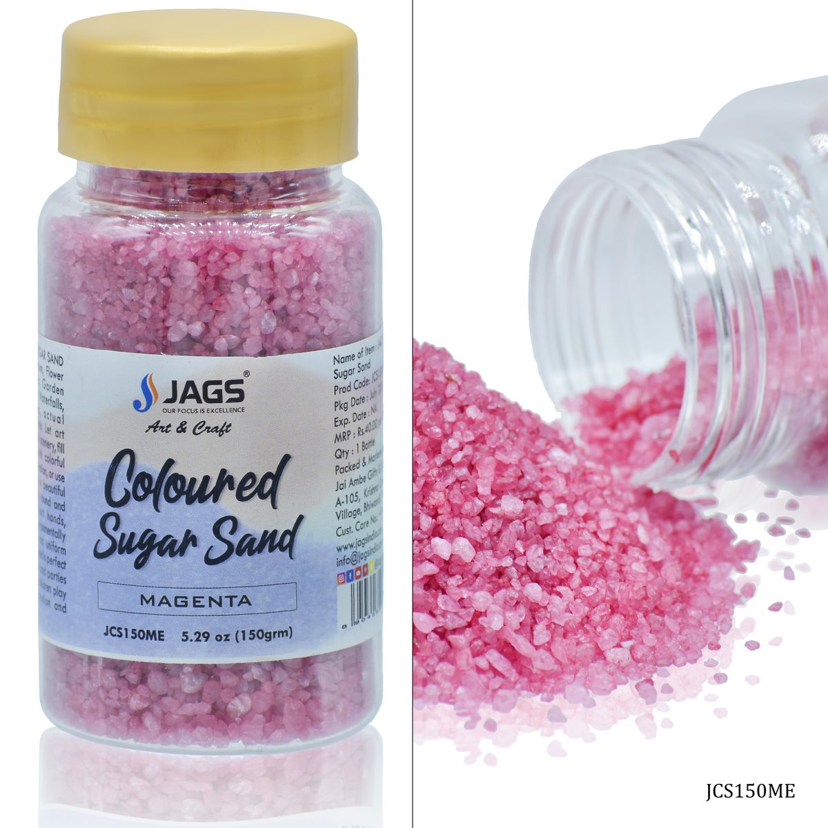 Jags Coloured Sugar Sand 150Gms Magenta JCS150ME