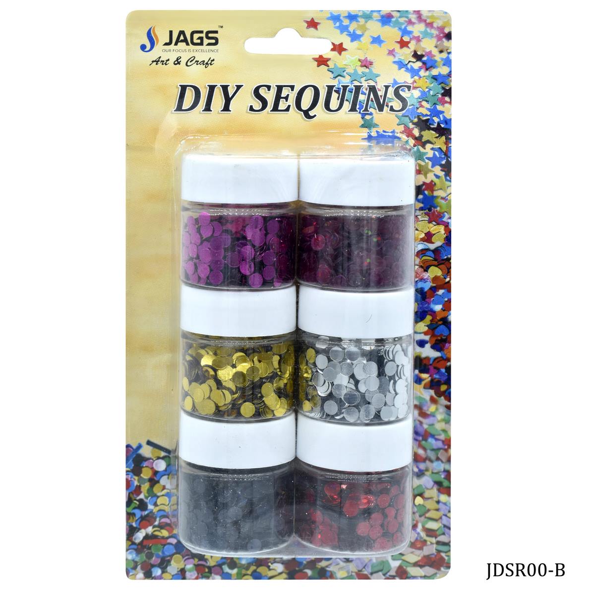 Jags Diy Sequins Round 6 Colour Pack 60Gsm JDSR00-B