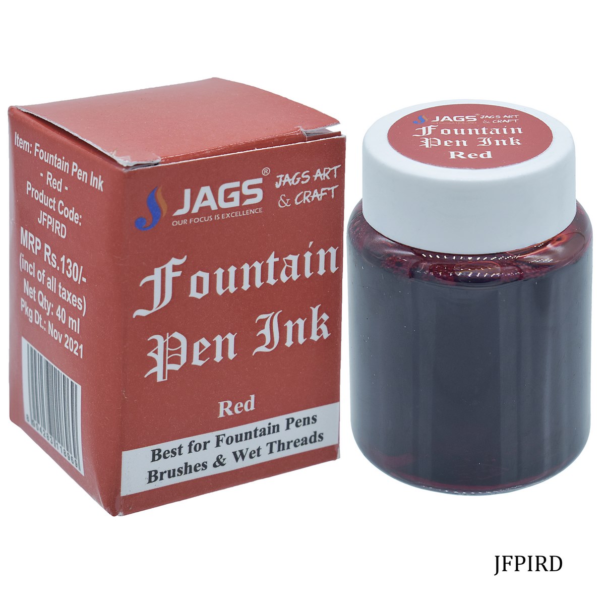 Jags Fountain Pen Inks 40ML Red JFPIRD