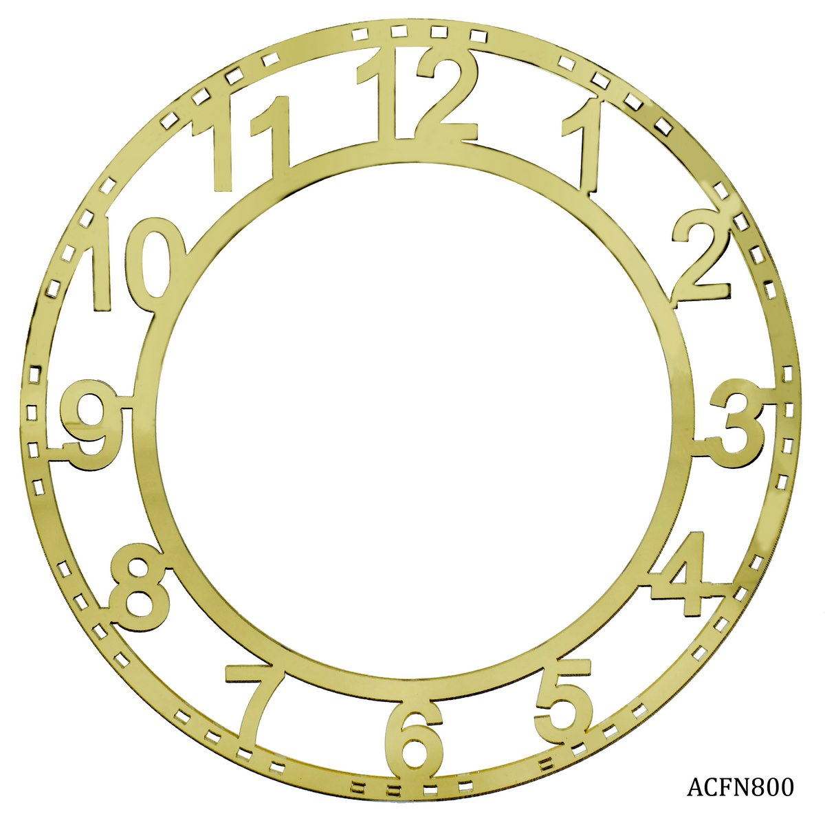 Acrylic Clock Frame Numerical Gold 8Inch ACFN800
