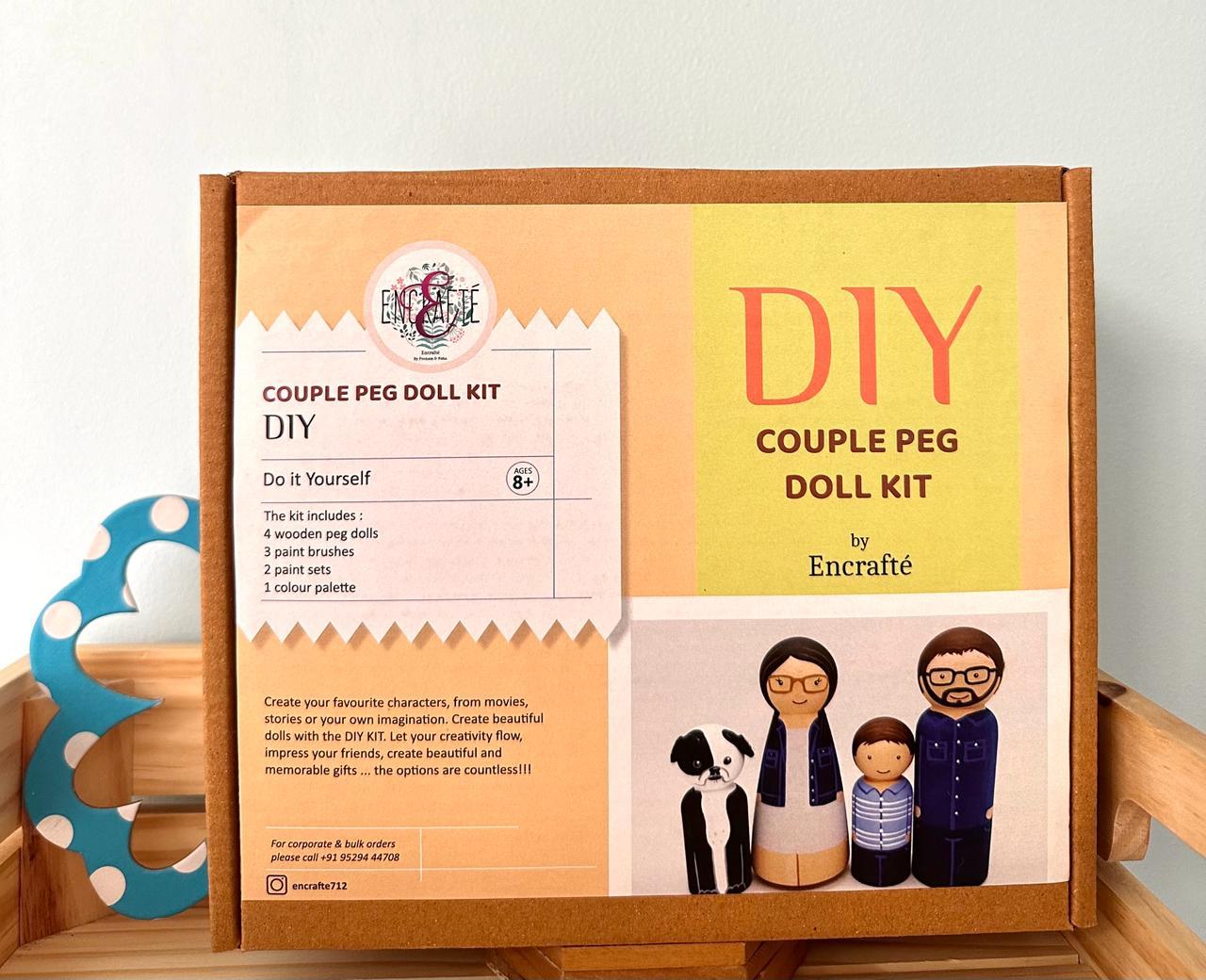 DIY Wooden Couple peg doll kit