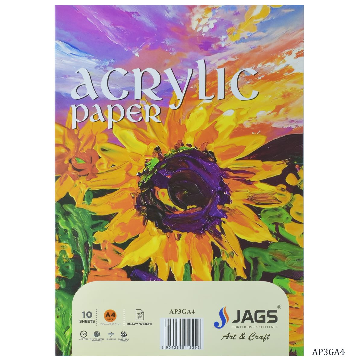 Acrylic Paper 350 Gsm A4 Pack Of 10 Sheet AP3GA4