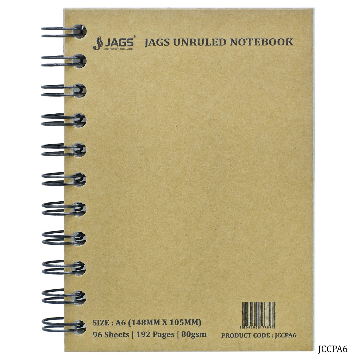 Jags Unruled Notebook Wiro 192Sheet 96Pages 80Gsm A6 JCCPA6