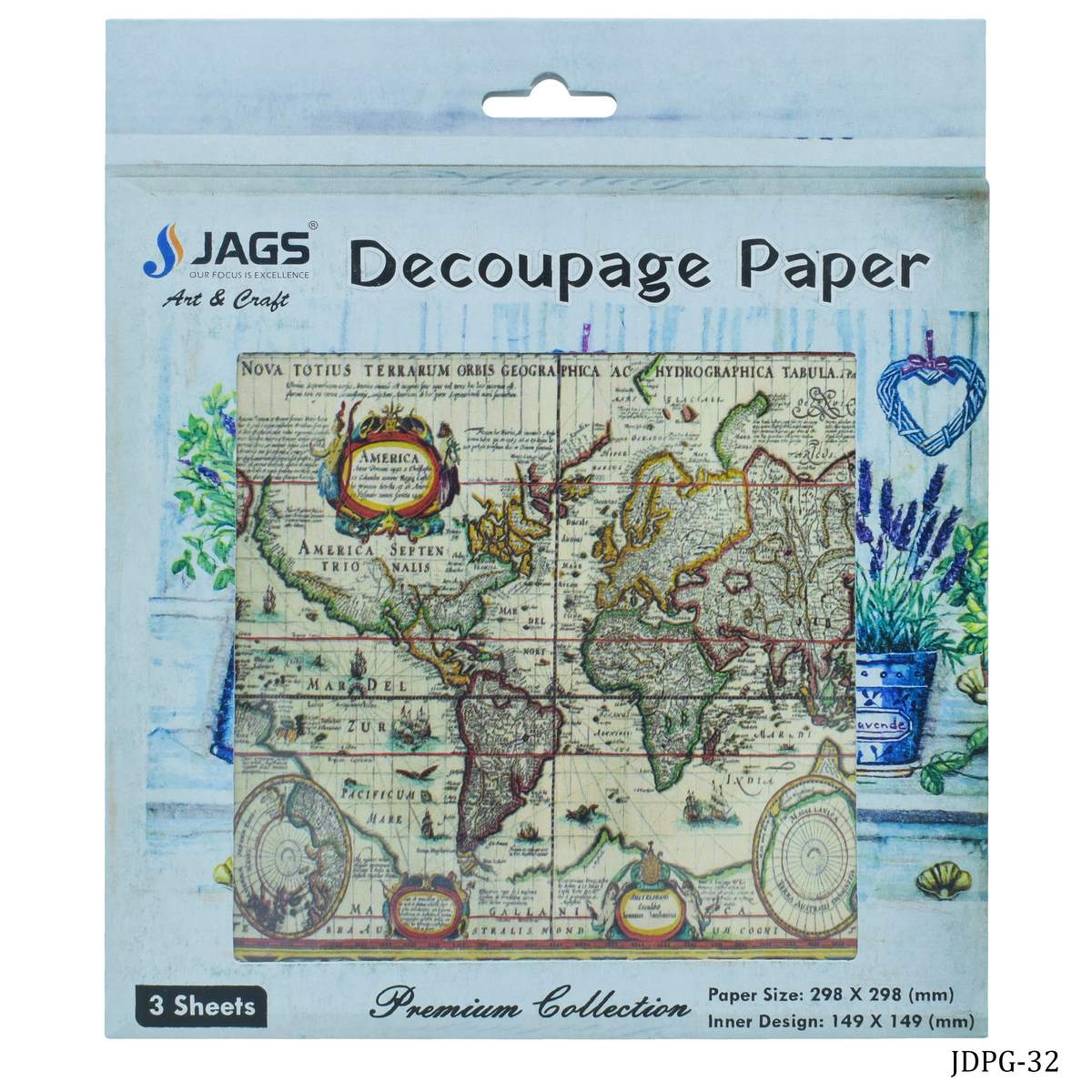 Jags Decoupage Paper Vintage World Map JDPG-32