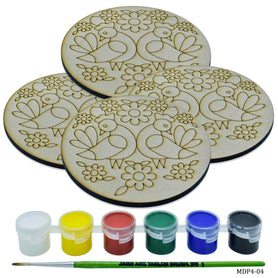 MDF DIY Painting Kit Round 2 F Bird 4Inch 4Pcs Set MDP4-04
