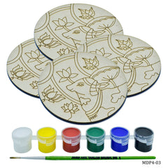 MDF DIY Painting Kit Round Cow 4 Inch 4Pcs Set MDP4-03