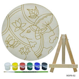 MDF DIY Painting Plate Kit Round Cow 8 Inch MDP8-02
