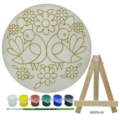 MDF DIY Painting Plate Kit Round 2 Birds 8 Inch MDP8-04