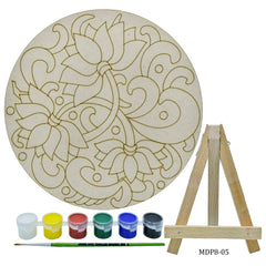 MDF DIY Painting Plate Kit Round 3 Lotus 8 Inch MDP8-05