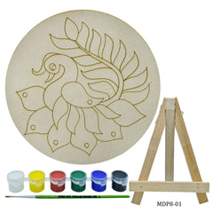 MDF DIY Painting Plate Kit Round Peacock 8 Inch MDP8-01
