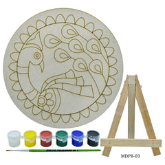 MDF DIY Painting Plate Kit Round Peacock 8 Inch MDP8-03