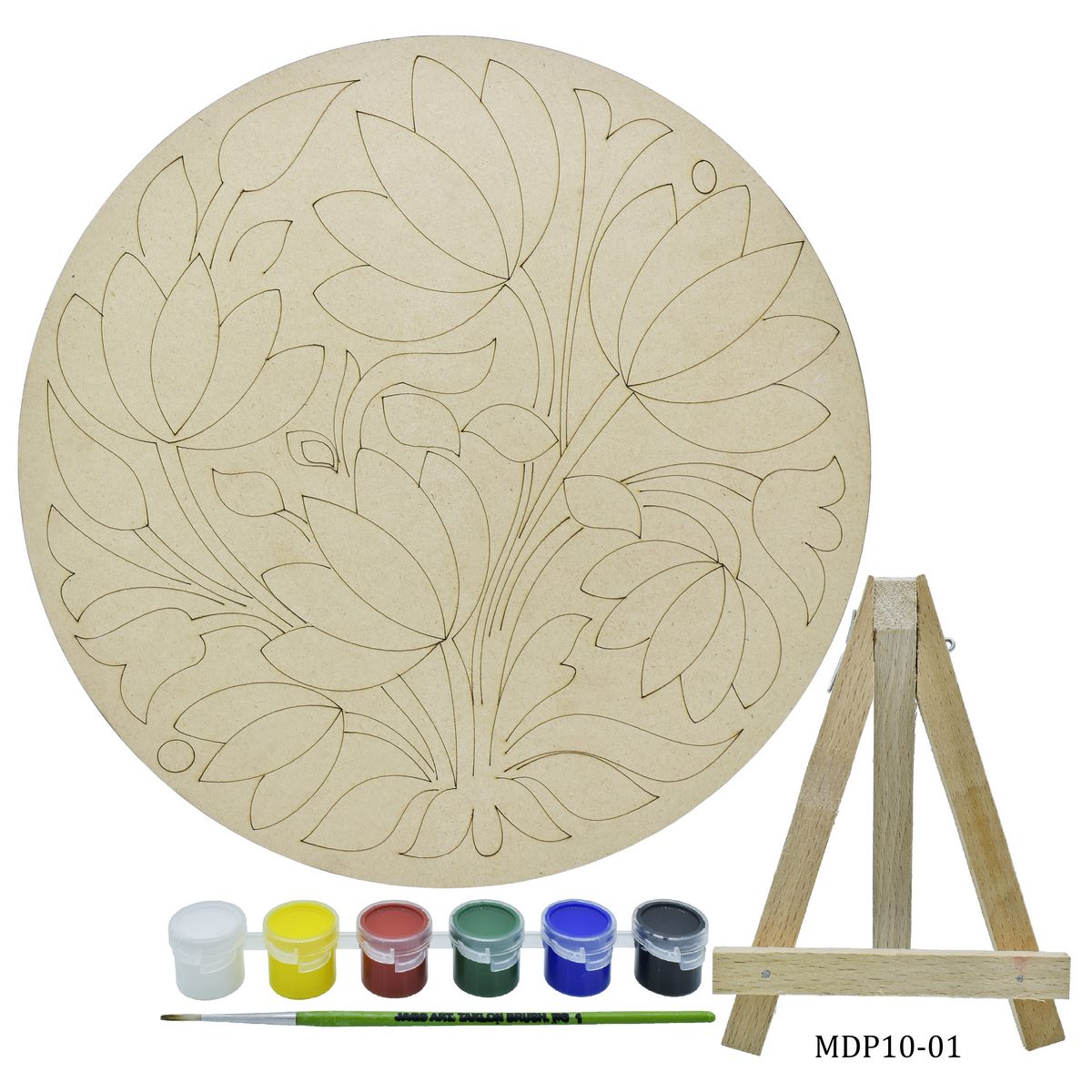 MDF DIY Painting Pre-Marked Kit Round Lotus 10In MDP10-01