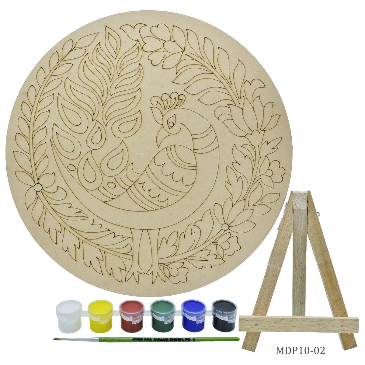 MDF DIY Painting Pre-Marked Kit Round Peacock 10In MDP10-02