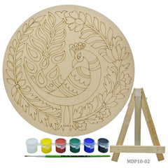 MDF DIY Painting Pre-Marked Kit Round Peacock 10In MDP10-02