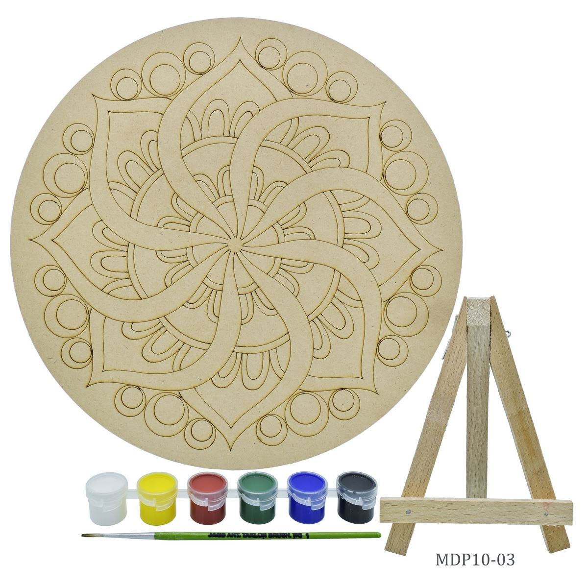 MDF DIY Painting Pre-Marked Kit Round Rangoli 10In MDP10-03