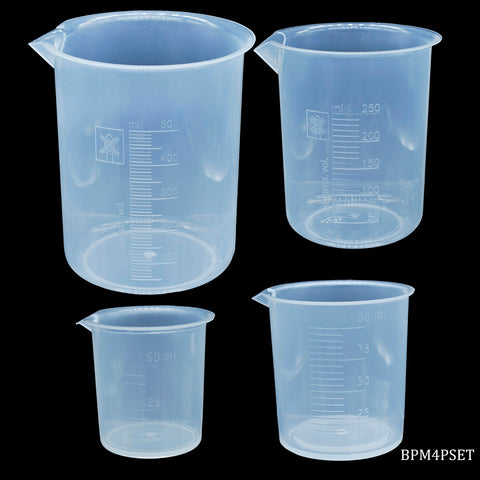 Beaker Plastic Measuring 50/100/250/500ML BPM4PSET