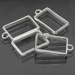 Diy Metal Imitation 4Pcs Silver Rectangle S JRDA22